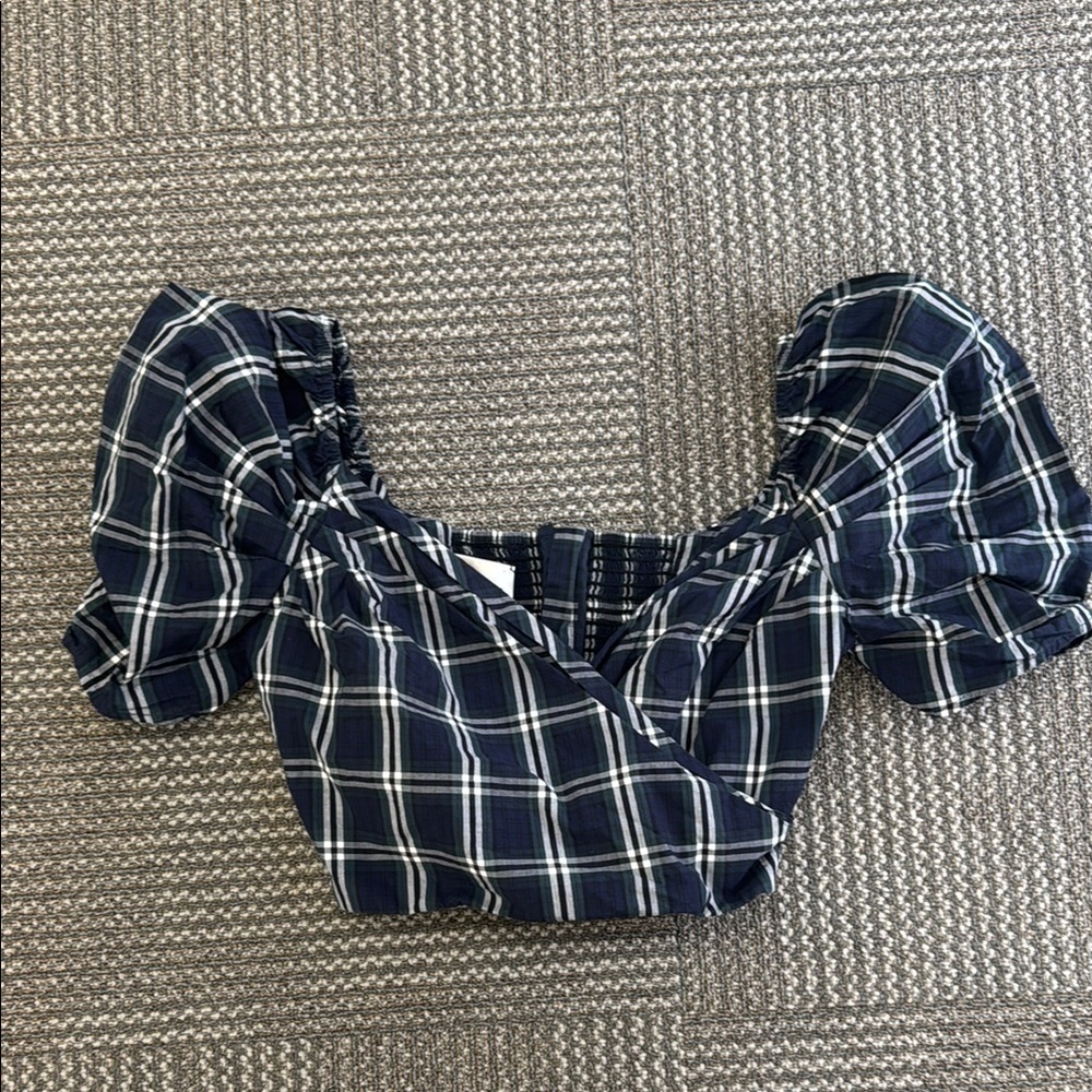 Cara Cara Jenna Plaid 100% Cotton Crop Top, size S - Picture 2 of 6